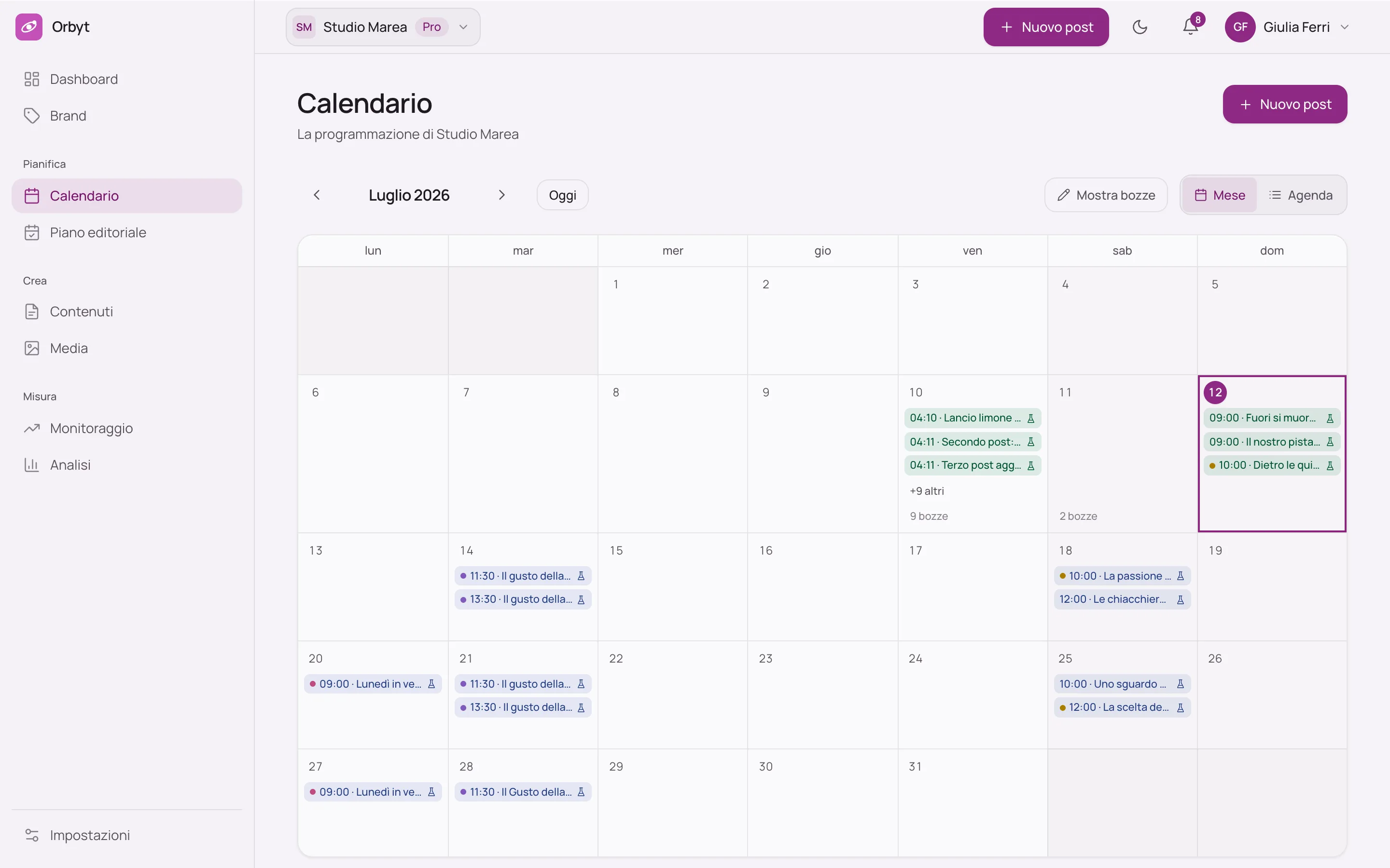 Calendario editoriale di Orbyt