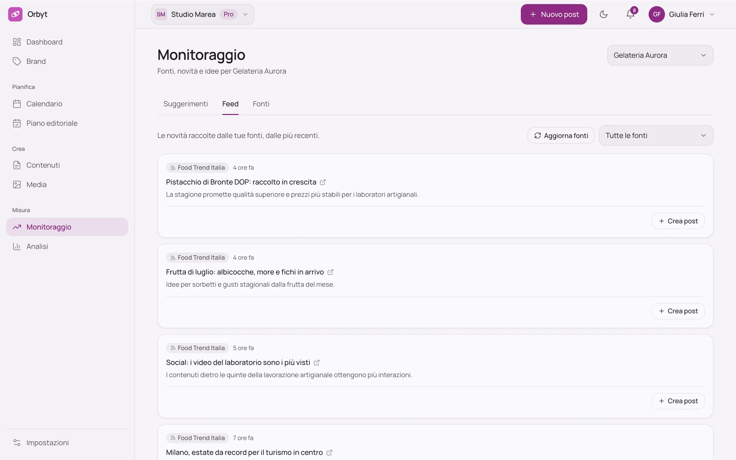 Monitoraggio dei trend in Orbyt